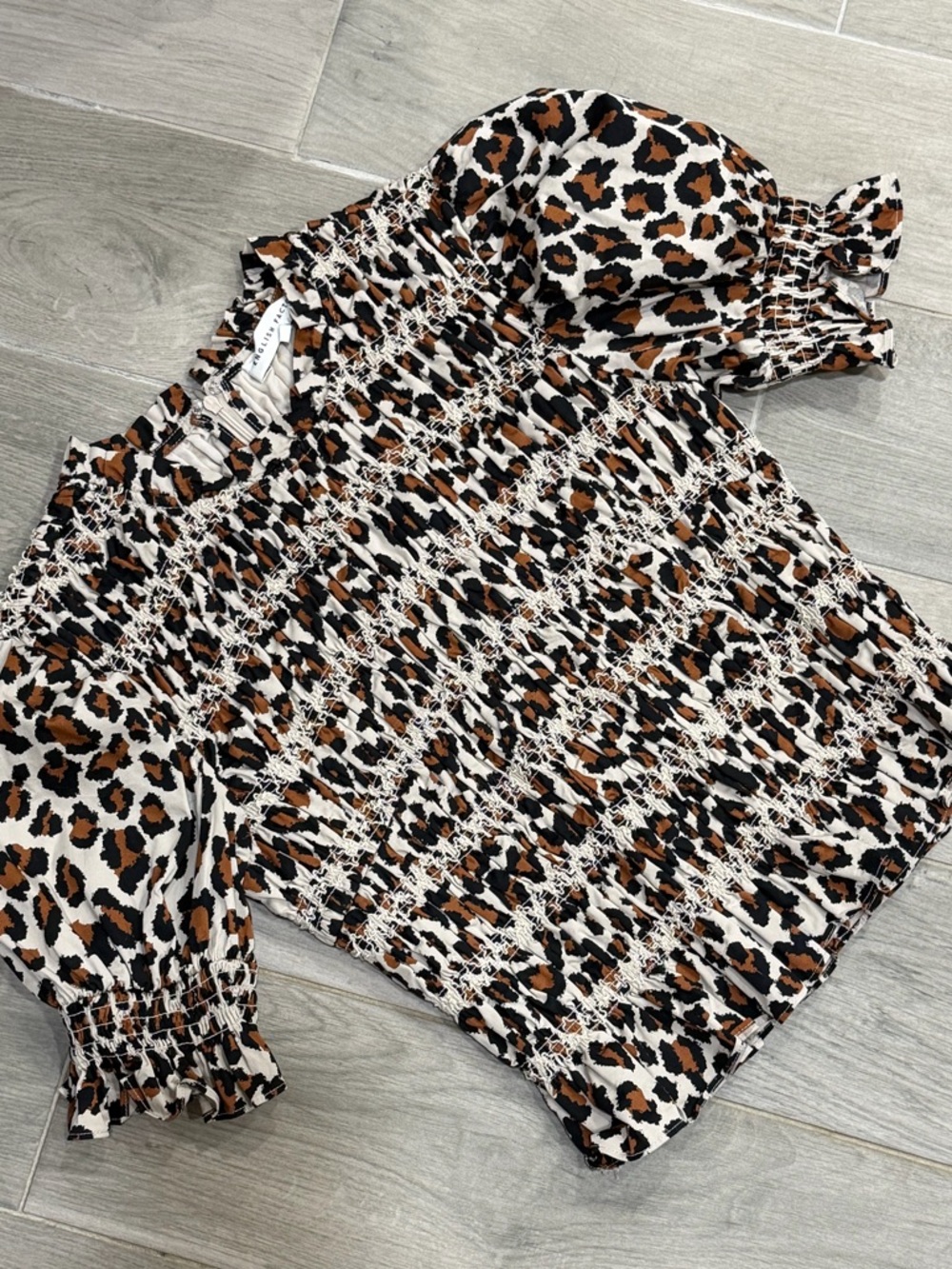 English Factory Ramona Leopard Print‎ Ruffled Top Size M